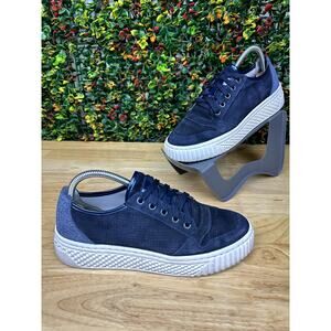 Geox Perforated Cup Sole Sneakers‎ Shoes Platform Navy Blue White Womens 8.5 GUC